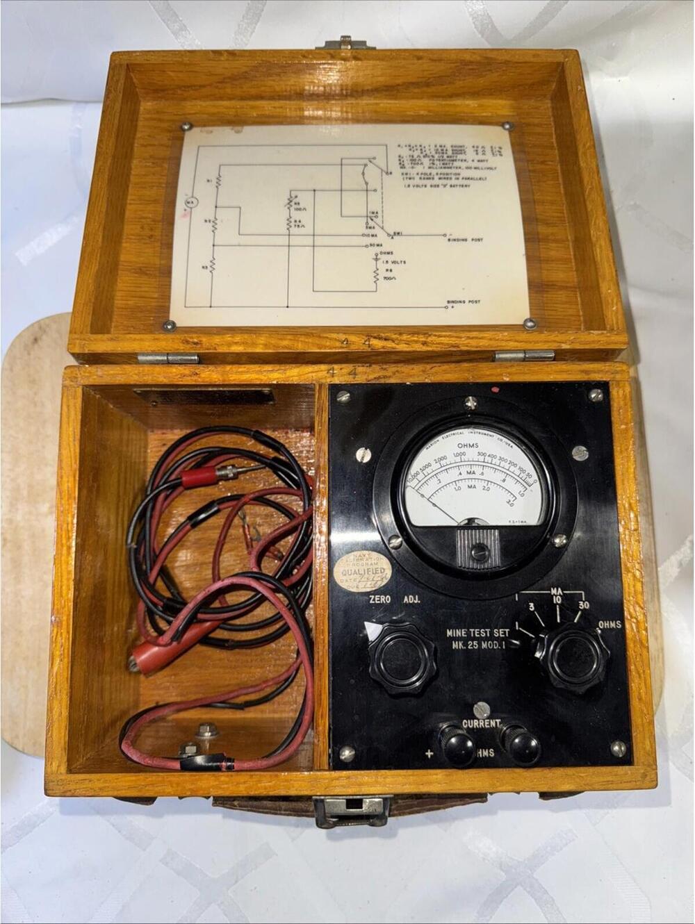 Vintage U.S. Navy Mine Test Set MK.25 MOD.1 With Case And Documents . Untested